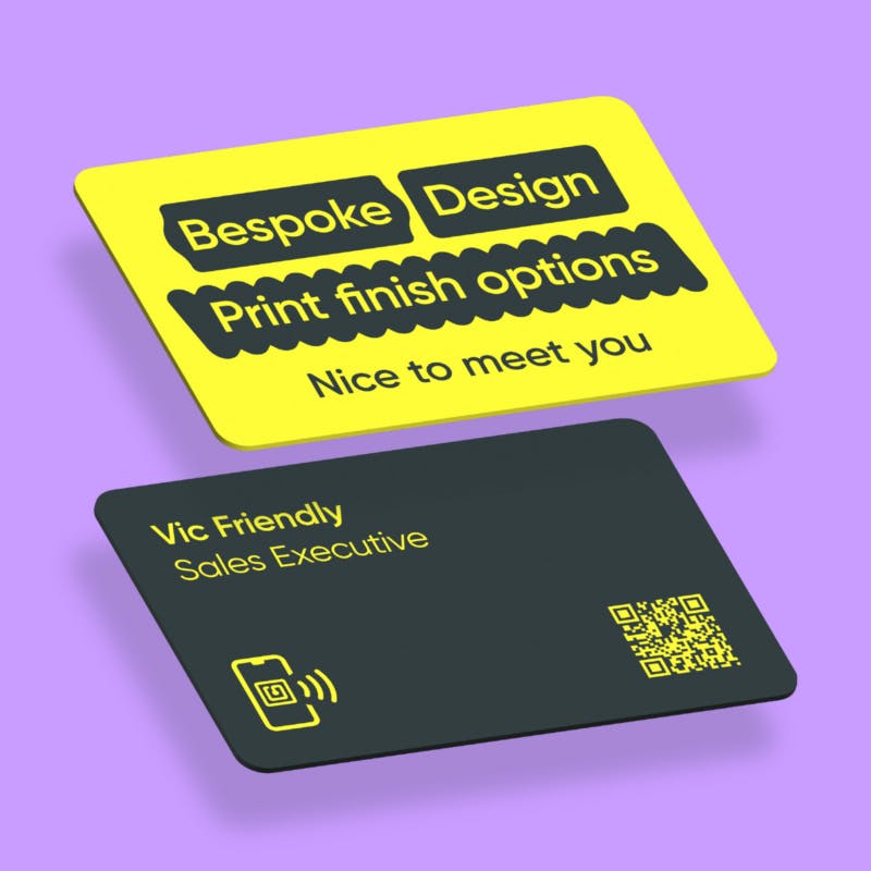 NFC chip Q Rcode bespoke printed business cards design print options example your design