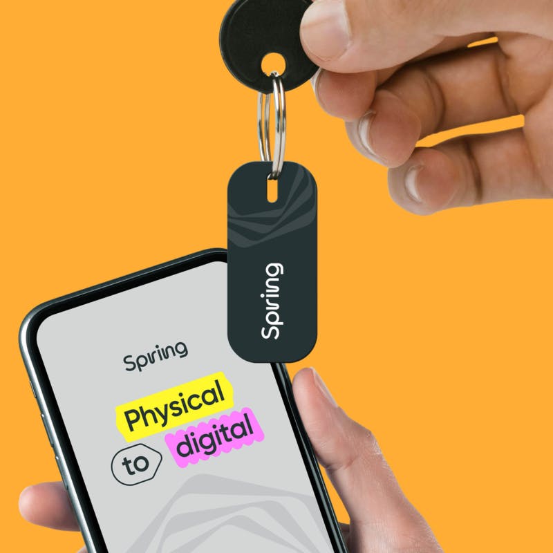 Spring qr code nfc enabled key fob carry a connection with you Token spring
